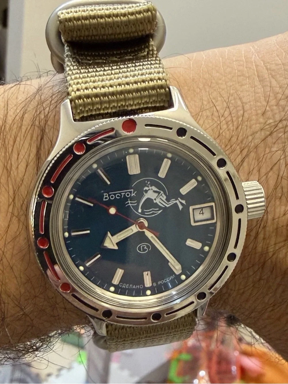 Vostok Amphibia 420059 Scuba Dude Automatic Russian Men Diver Watch Teal Blue